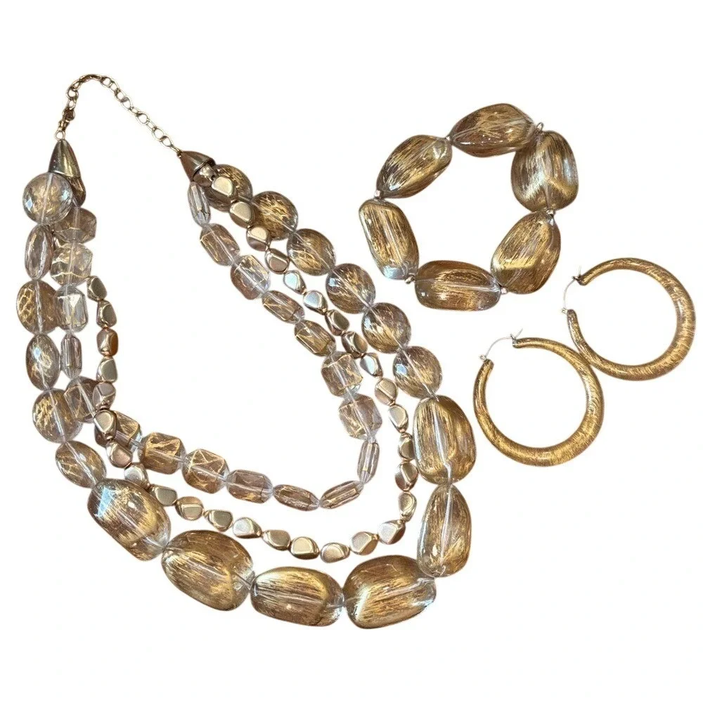 Gold and Clear Jewelry Set, like new